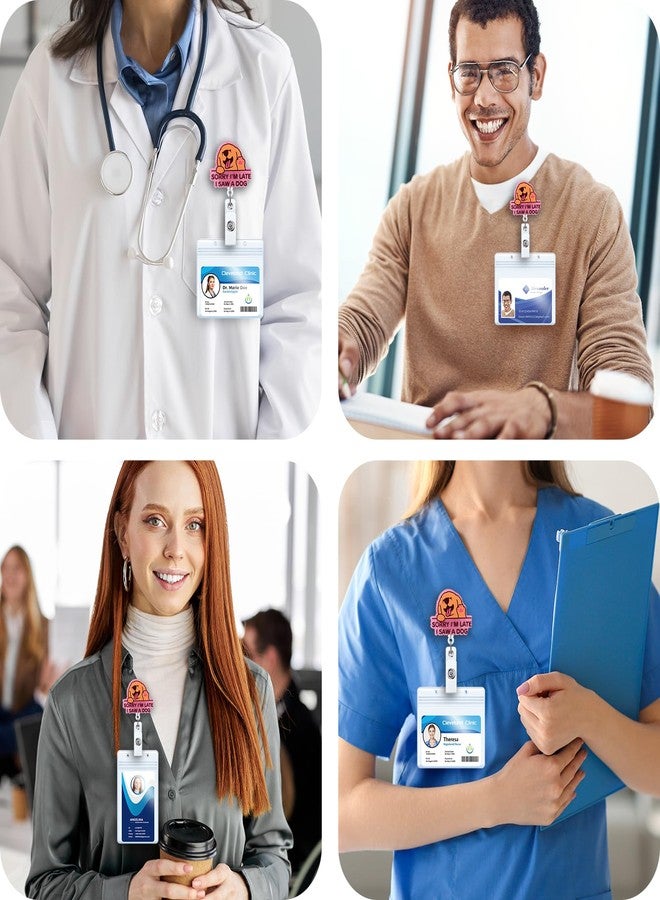 BEZTN Funny Dog Nurse Badge Reel, Sorry I'm Late I Saw A Dog Animal Badge Holder with Retractable Clip, Medical Badge Clip for RN CNA LPN LVN Hospital Medical Worker Doctor Teacher Nursing Student - Image 3