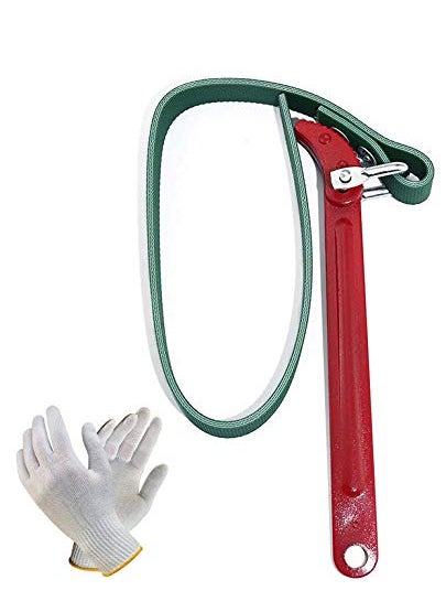 Digital Craft Digital Craft 9Inch Belt Type Oil Filter Wrench Removal Hand Tool Auto Tools Engine Box Oil Fuel Filter Wrenches with Safety Hand Gloves  - Image 1