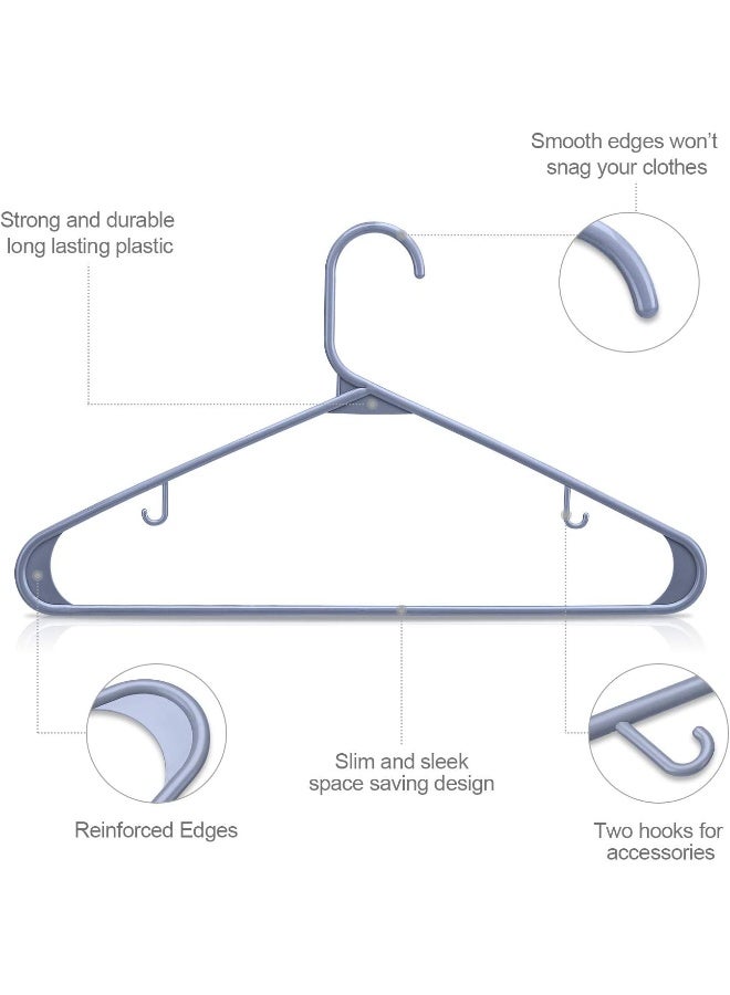 HOUSE DAY علاقات بلاستيكية من هاوس داي 60 قطعة، علاقات ملابس متينة مع خطافات، علاقات موفرة للمساحة مثالية للاستخدام في أي خزانة، علاقات ملابس خفيفة الوزن للاستخدام اليومي، رمادي - Image 2