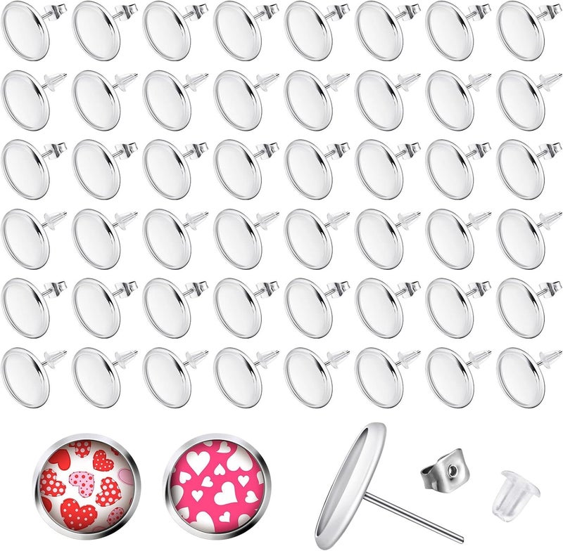 Diy Crafts 16996 Steel Blank Earring Stud Base Fit 3 4 5 6 8 10 12mm Cabochon Cameo Settings Diy Jewelry Making Finding Supplies, Pack of 300 (Multicolor) - Image 1