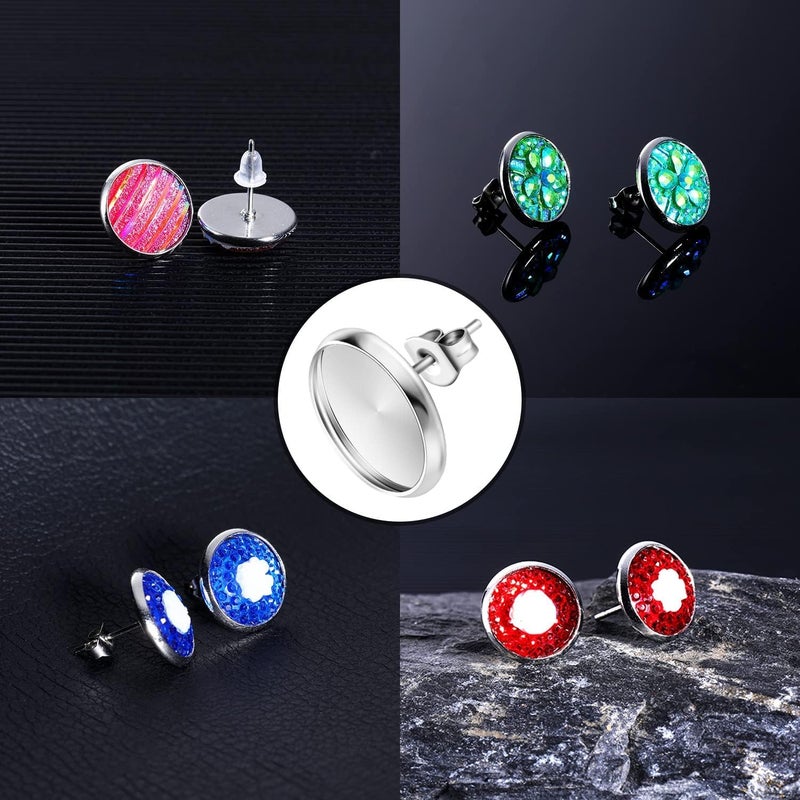 Diy Crafts 16996 Steel Blank Earring Stud Base Fit 3 4 5 6 8 10 12mm Cabochon Cameo Settings Diy Jewelry Making Finding Supplies, Pack of 300 (Multicolor) - Image 4