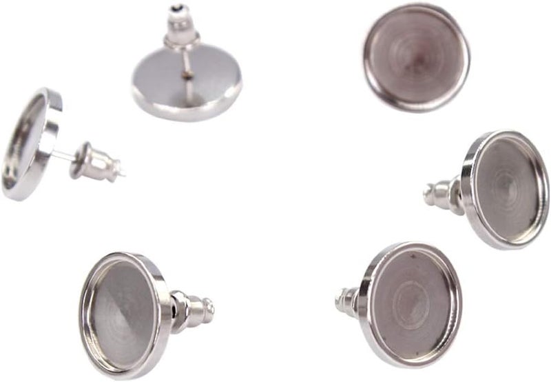 Diy Crafts 16996 Steel Blank Earring Stud Base Fit 3 4 5 6 8 10 12mm Cabochon Cameo Settings Diy Jewelry Making Finding Supplies, Pack of 300 (Multicolor) - Image 2