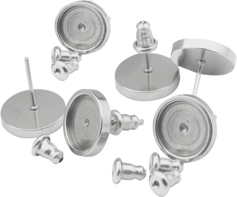 Diy Crafts 16996 Steel Blank Earring Stud Base Fit 3 4 5 6 8 10 12mm Cabochon Cameo Settings Diy Jewelry Making Finding Supplies, Pack of 300 (Multicolor) - Image 5