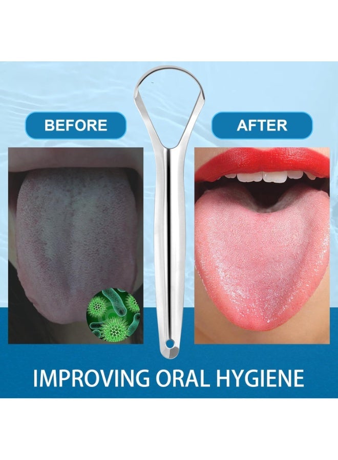 PRIMO PLUS 3-Piece Tongue Scraper Set, Portable, Stainless Steel, Easy to Use for Adults and Children, Professional Tool for Fresh Breath in Seconds, Silver, 3-Piece Metal Tongue Scraper Set, Adult Tongue Scraper, Stainless Steel Tongue Scraper, Portable Tongue Scraper - Image 5