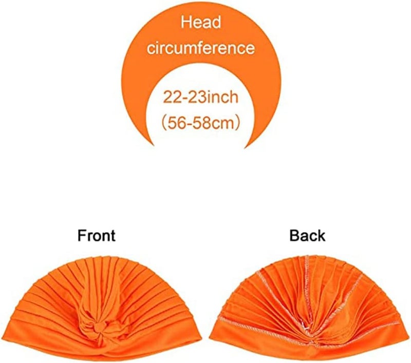 Luckam Turbans for Women, Stretch Slouchy Head Beanie Cover Pre-Tied Knot Twisted Pleated Headwrap Nightcap, Solid Color India Style Muslim Headgear Wraps Head Cap, Assorted Colors, 6 Pcs - Image 2