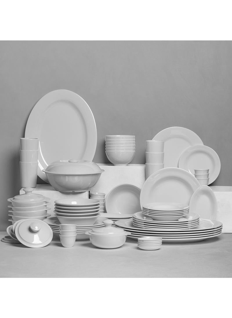 CC Bin Shihon Melamine Dinner Set 80 Pieces For 6 People White Microwave And Dishwasher Safe  - Image 1