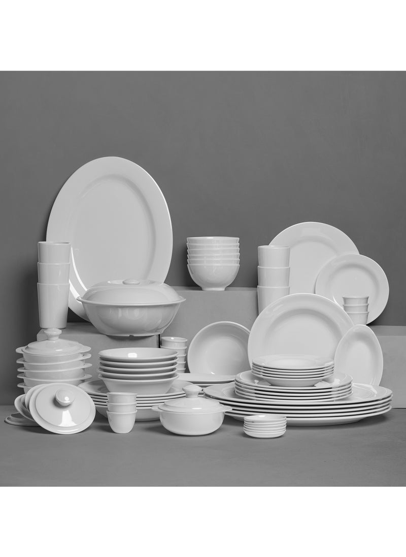 CC Bin Shihon Melamine Dinner Set 80 Pieces For 6 People White Microwave And Dishwasher Safe  - Image 2