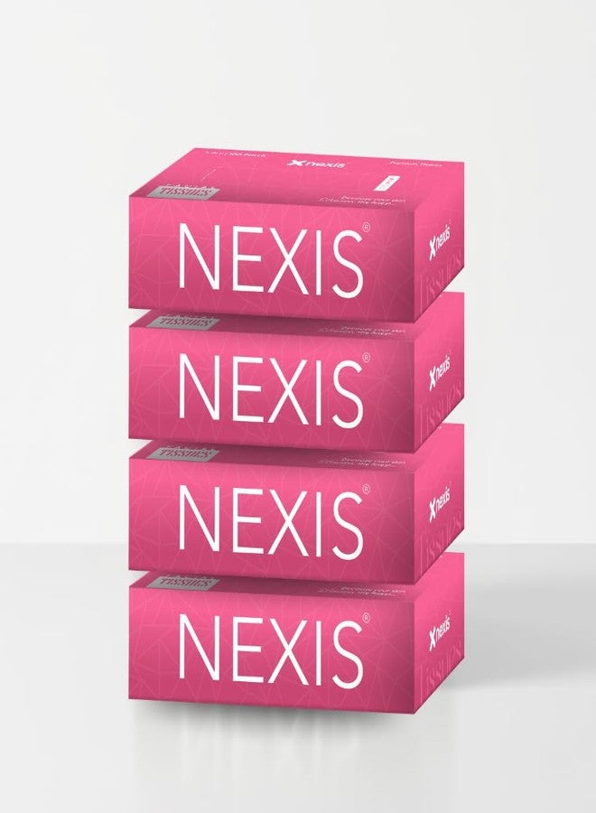 NEXIS 2-Ply Facial Tissue Paper Box | 800 Sheets | 100 Pulls x 4 Boxes | Car Tissue | Soft And Highly Absorbent | 100% Natural Virgin Fibre - Image 1