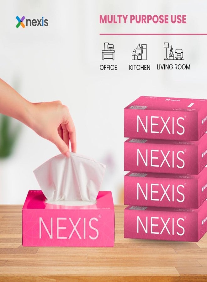 NEXIS 2-Ply Facial Tissue Paper Box | 800 Sheets | 100 Pulls x 4 Boxes | Car Tissue | Soft And Highly Absorbent | 100% Natural Virgin Fibre - Image 5