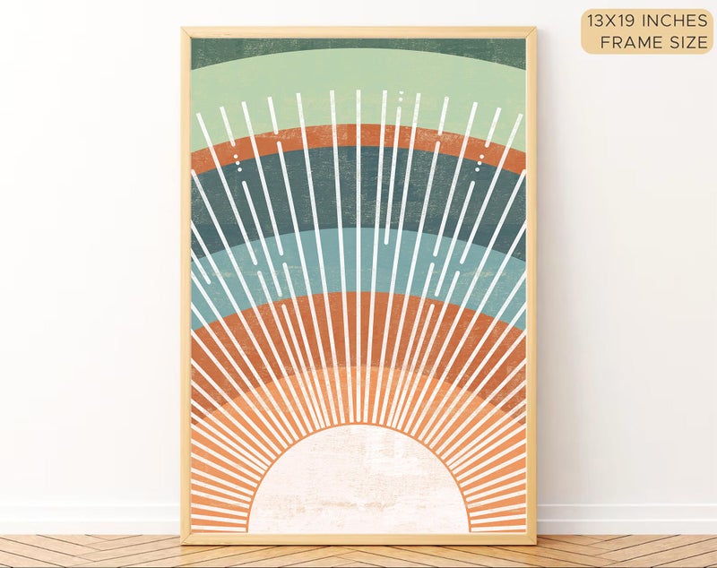 Gamya Boho wall Art Paintings Modern Art Framed Wall Painting for Living Room Bedroom - Wall Posters | Paintings with Frame Set of 3 (14x18 Inches) (FUNKY RISE) - Image 3