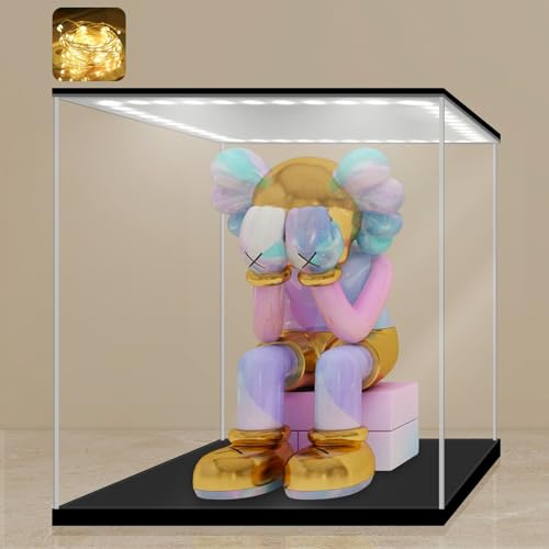 LANSCOERY Small Acrylic Display Case with Adjustable Yellow/White/Warm LED Light, UV Protection Clear Display Box, Dustproof Showcase for Action Figures, Models, Collectibles - 6x6x6inch - Image 1