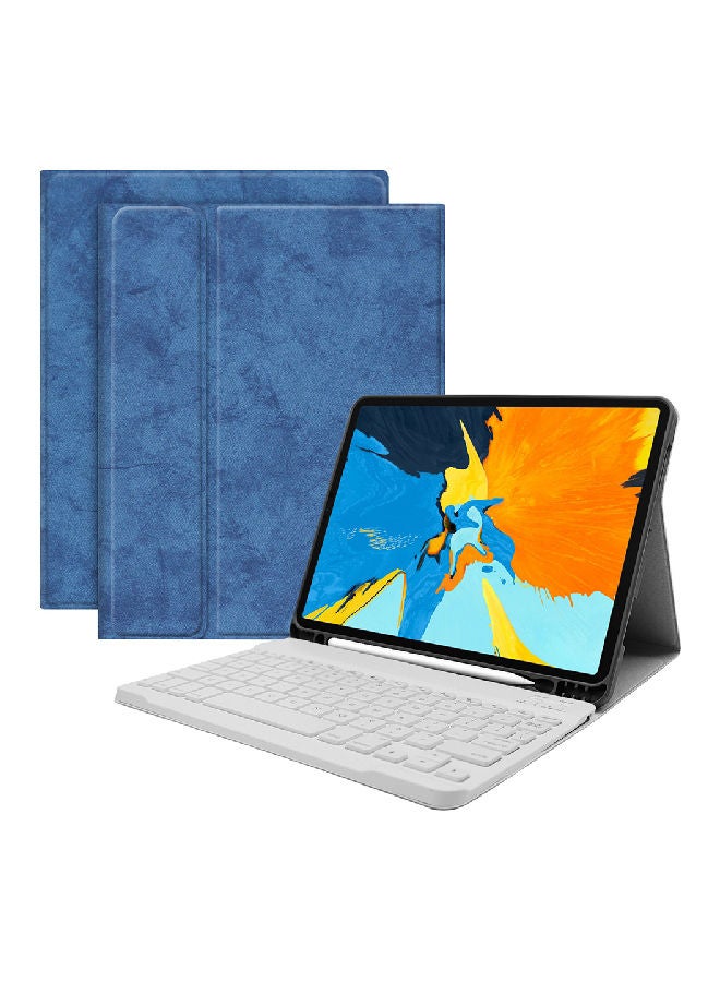 NIBEMINENT Keyboard Case Cover For Apple iPad Pro 11-Inch Blue/White  - Image 1