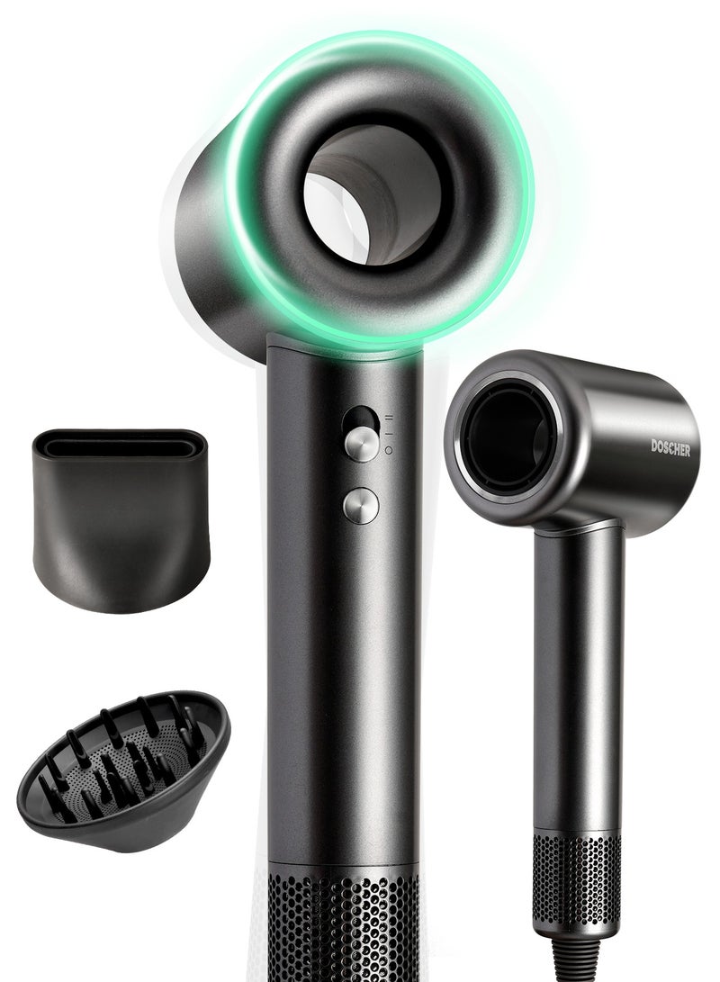 DOSCHER Hair Dryer With LED Indicator, Lightweight Design (3 Heat  2Speed), Hair Dryer with Ionic Conditioning， Featuring Self-Cleaning Function and Low Noise Operation - includes Hair Diffuser. - Image 1