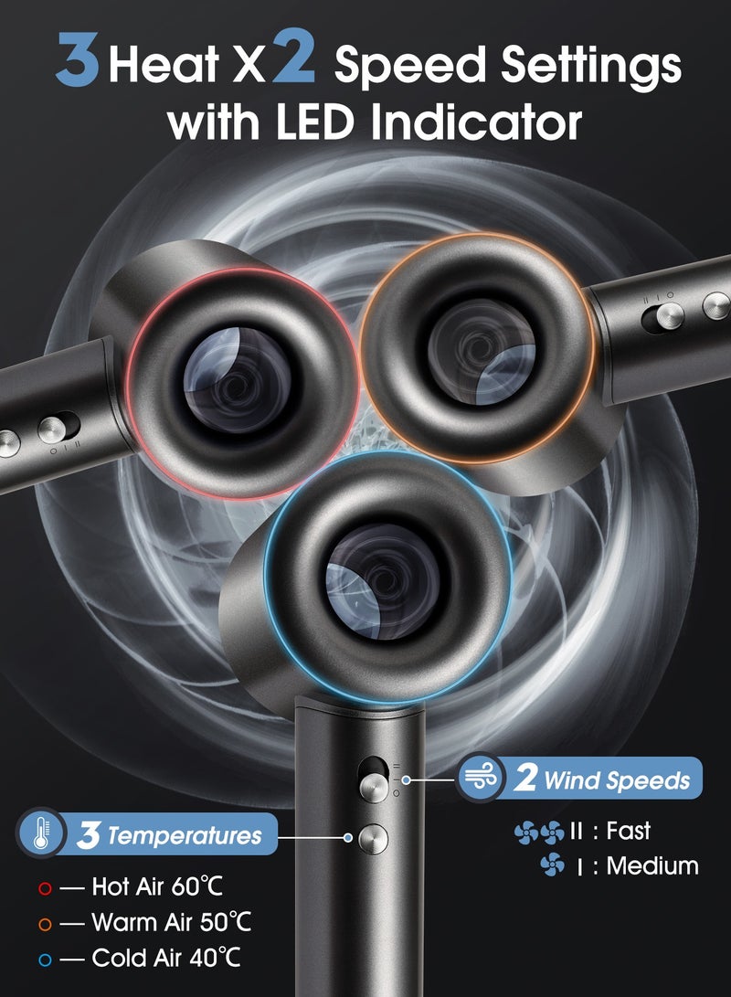 DOSCHER Hair Dryer With LED Indicator, Lightweight Design (3 Heat  2Speed), Hair Dryer with Ionic Conditioning， Featuring Self-Cleaning Function and Low Noise Operation - includes Hair Diffuser. - Image 4