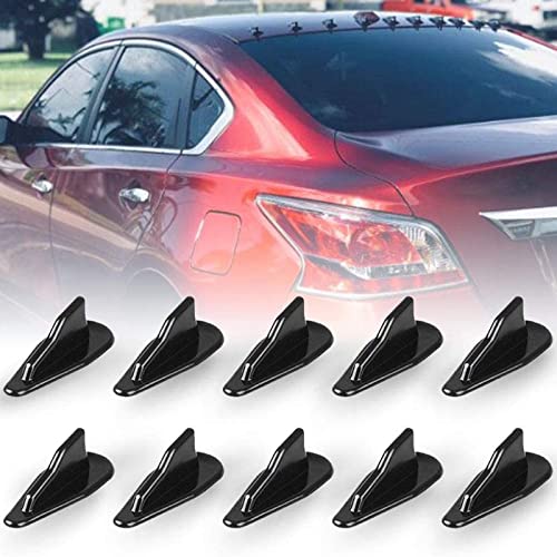 RULLINE 10pcs/Set Diffuser Shark Fin Kit Compatible with Spoiler Roof Wing Air Vortex Generator Black - Image 1