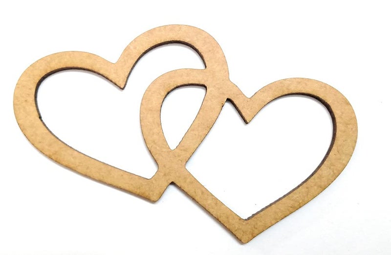 300Sparkles DOUBLE HEART MDF Cutout Wall hangingArt Craft ValentineWedding Room Wall Decoration Art Crafts 37 x 25 inch 20 PCS Natural Brown - Image 1