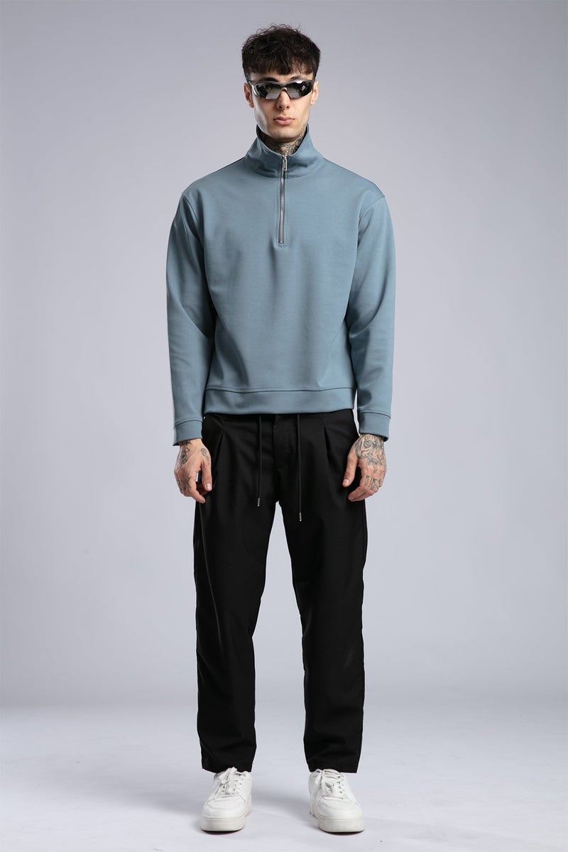 كاتش سويت شيرت بسحاب وياقة عالية - Image 1