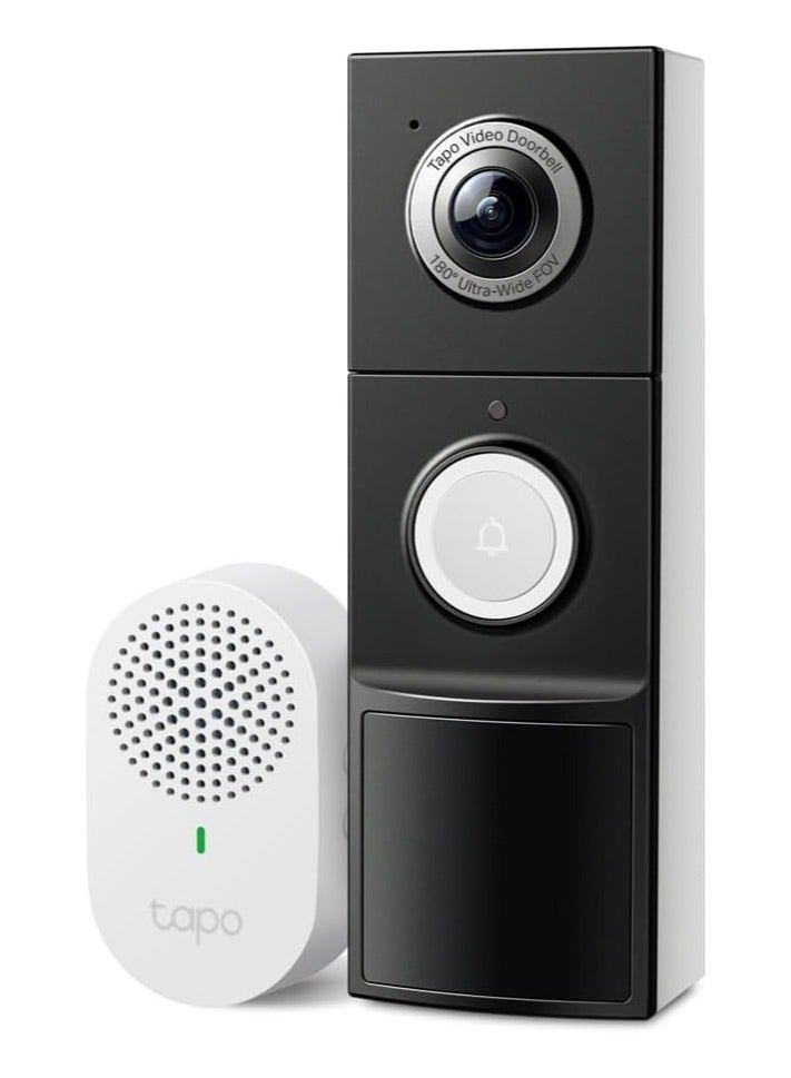 تابو كاميرا جرس باب فيديو 2K 5MP + رؤية من الرأس الى اصابع القدم، كشف ذكي بالذكاء الاصطناعي واشعارها، بطارية قابلة لاعادة الشحن 10000mAh، بدون اسلاك، رؤية ليلية ملونة، منبه مضاد للسرقة D235 - Image 1