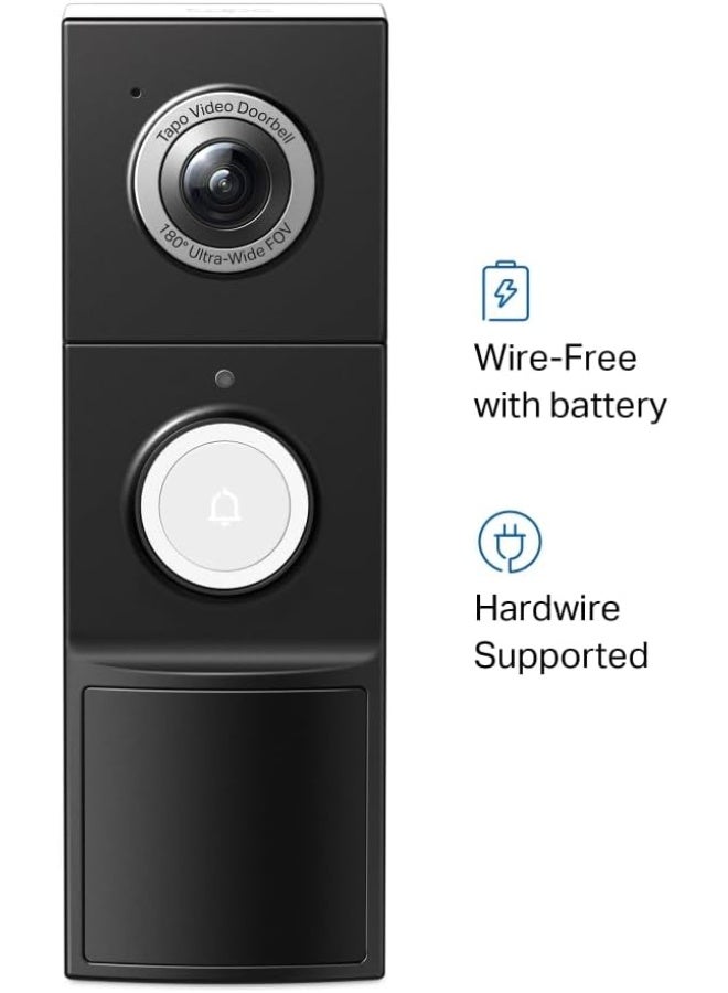 تابو كاميرا جرس باب فيديو 2K 5MP + رؤية من الرأس الى اصابع القدم، كشف ذكي بالذكاء الاصطناعي واشعارها، بطارية قابلة لاعادة الشحن 10000mAh، بدون اسلاك، رؤية ليلية ملونة، منبه مضاد للسرقة D235 - Image 2