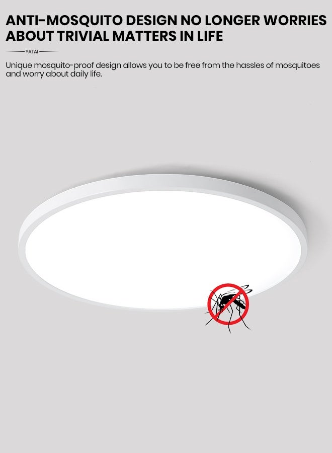 YATAI LIGHTING 50cm Round LED Ceiling Panel Light, 48W Flush Mount, Switch-Controlled 3 Color Temperatures (3000K-4000K-6000K), White, Energy-Efficient for Bedroom, Library, Dining Room - Image 2