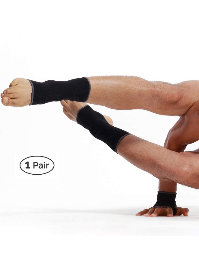 Elastic Ankle Support Sleeve with Open Heel Design - Breathable Knitted Fabric for Joint Stability - High-Performance Compression Wrap for Men, Women & Kids - 1 Pair - Image 2