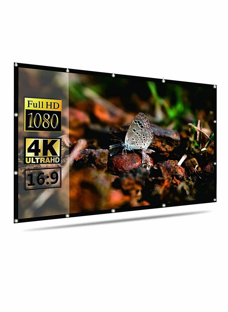 Projector Screen Upgraded Movie Screen 72 inch 4K 16:9 HD Portable Screen Premium Indoor Outdoor Anti-Crease Projection Screen for Home Theater Backyard Office Movie Presentation - Image 1