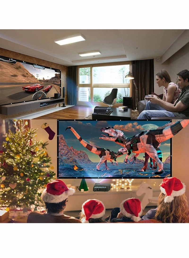 Projector Screen Upgraded Movie Screen 72 inch 4K 16:9 HD Portable Screen Premium Indoor Outdoor Anti-Crease Projection Screen for Home Theater Backyard Office Movie Presentation - Image 5