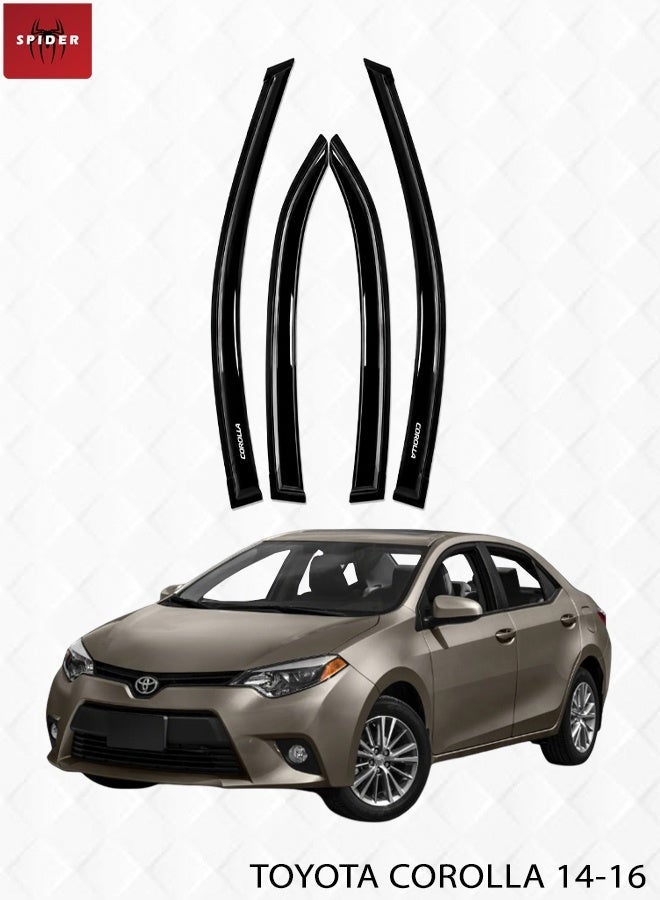 SPIDER Window Visor for Toyota Corolla 2014-2016, Smoke Tinted Door Visor Rain Guard Set, Sun Rain Wind Deflector, Acrylic Window Shield, Outside Mount Vent Visors, Car Window Protection Trim, 4 Piece Easy Install Set ERPC10067 - Image 1