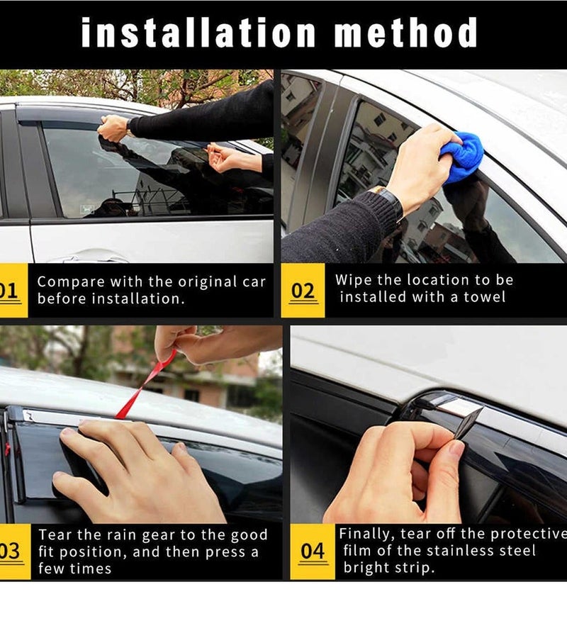 SPIDER Window Visor for Toyota Corolla 2014-2016, Smoke Tinted Door Visor Rain Guard Set, Sun Rain Wind Deflector, Acrylic Window Shield, Outside Mount Vent Visors, Car Window Protection Trim, 4 Piece Easy Install Set ERPC10067 - Image 5