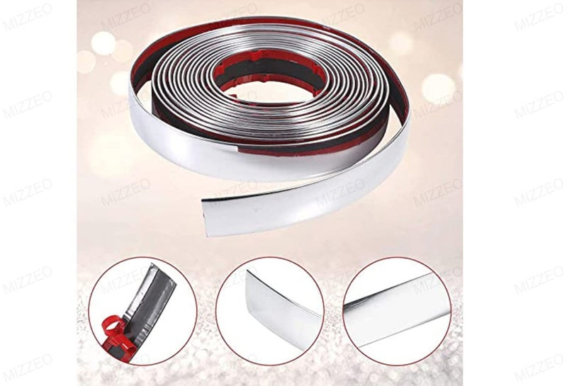 MIZZEO Chrome Silver Strip | Beading Roll | Door Edge Guard Protector | Window | Bumper Edge Lip Guard | Grill | Interior Exterior Decor (15 mm x 5 Meter) for Mahindra XUV500 (Type-III) 2018 Onwards - Image 2