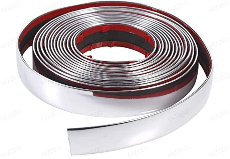 MIZZEO Chrome Silver Strip | Beading Roll | Door Edge Guard Protector | Window | Bumper Edge Lip Guard | Grill | Interior Exterior Decor (15 mm x 5 Meter) for Mahindra XUV500 (Type-III) 2018 Onwards - Image 1