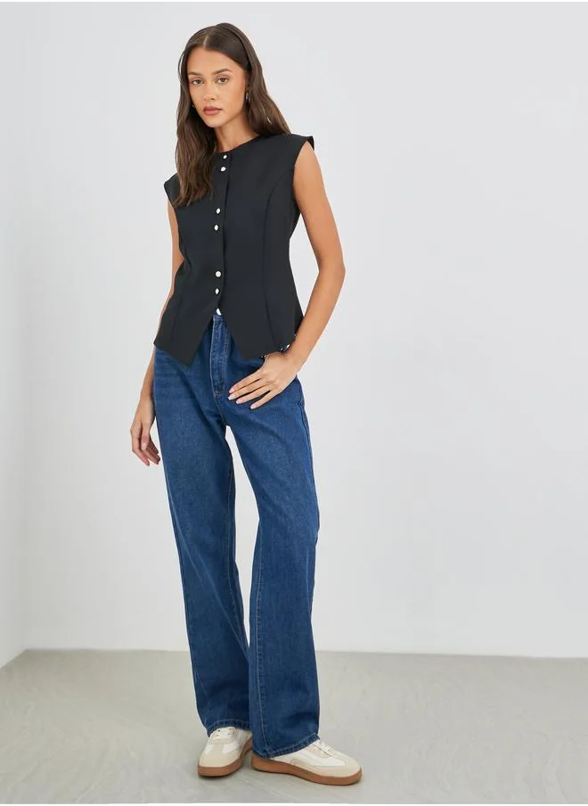 Styli Styli Button Down Sleeveless Waistcoat