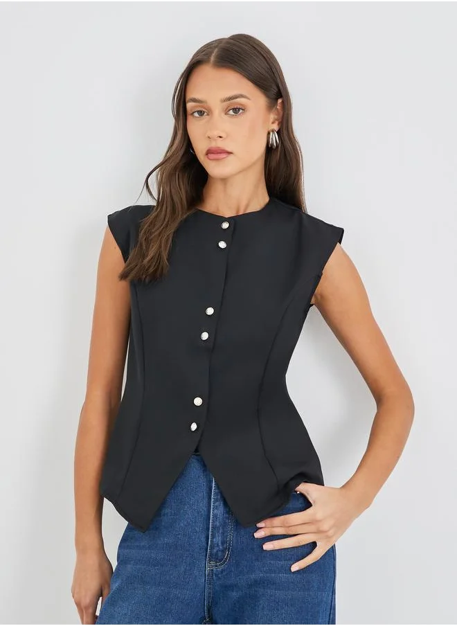 Styli Styli Button Down Sleeveless Waistcoat