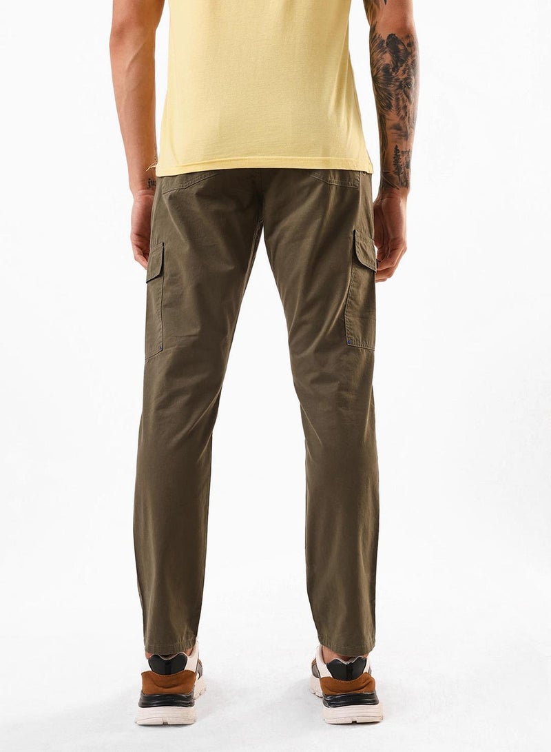 Dennis Lingo Men's Olive 100% Cotton Full Slim Fit Cargo Trouser - Image 3
