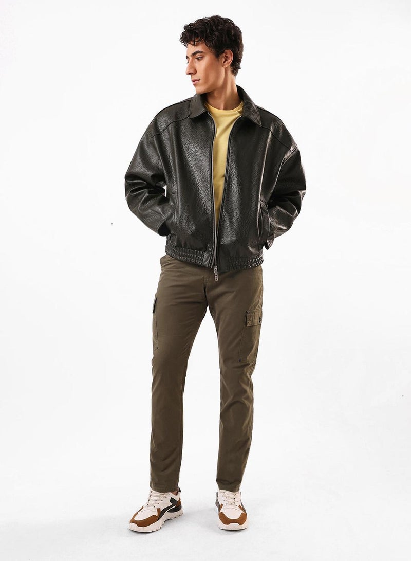Dennis Lingo Men's Olive 100% Cotton Full Slim Fit Cargo Trouser - Image 5