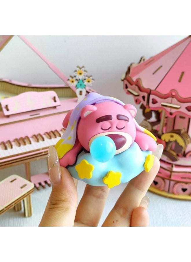 Generic - Strawberry Bear Sleeping Series Blind Box Butt Butt Bear Hand Doll Doll Cute Car Desktop Ornaments Gift For Girls-Color:4 Blind Boxes [not Repeated]-Specifications:Strawberry Bear Sleeping Dream Series - Image 1