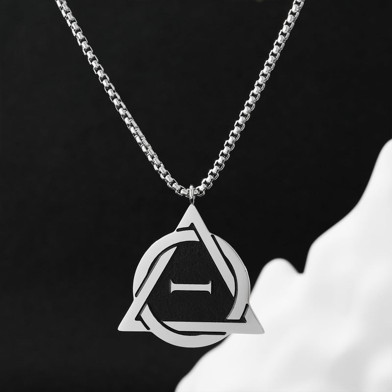 Medsor Therian Necklace Silver Plated Stainless Steel Therian Pride Symbol Necklace Therian Pendant for Men Gift - Image 3