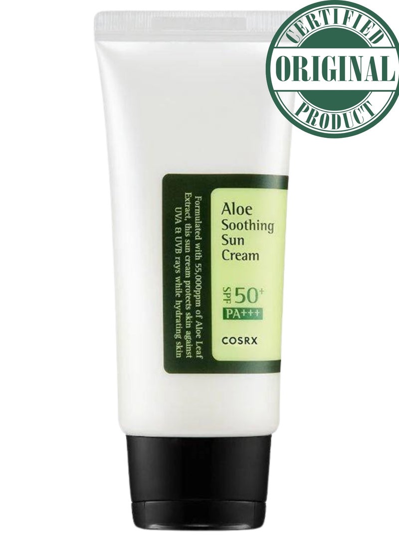 COSRX Aloe Soothing Sun Cream SPF50+/ PA+++ | Lightweight Moisturizing Sunscreen with Aloe Vera | Broad Spectrum UV Protection | 50ml 50ml - Image 1