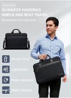 ARCTIC HUNTER Professional Lightweight Laptop Bag, Business Travel Briefcase Crossbody Shoulder Bag,Water Resistant Office Notebook Case Messenger Bag for Men Fits 15.6 Inch Laptop,Black  - Image 2