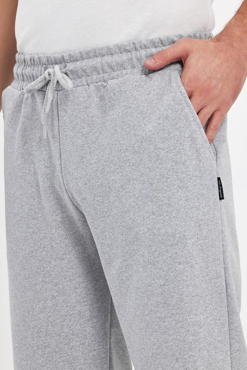 Comeor Men's Side Pockets Gray Bermuda Below Knee Capri Long Shorts with Adjustable Elastic Waist  - Image 5