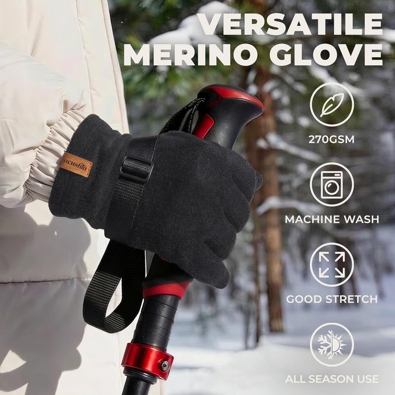 ACUSHLA 100% Merino Wool Touch Screen Lightweight Base Layer Ski Inner Glove for Men and Women - Image 2