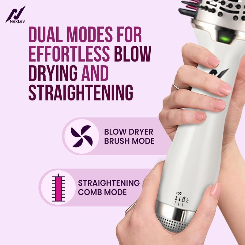 NexLev Ionic 4 in 1 Hot Air Brush + Straightener | 2 Step Styler Volumizer | Blow Dryer, Styler, Straightener & Waves | 360° Airflow | Tangle Free Bristle |Ceramic Tourmaline Coated Barrel | 1200W | V-02 - Image 4