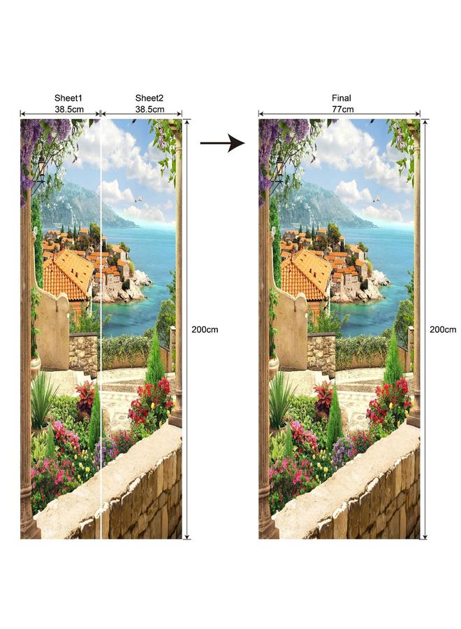 Bluejw European And American Landscape Movable Waterproof Bedroom Living Room Extension Simulation PVC Arched Door MT257-290 - Image 1