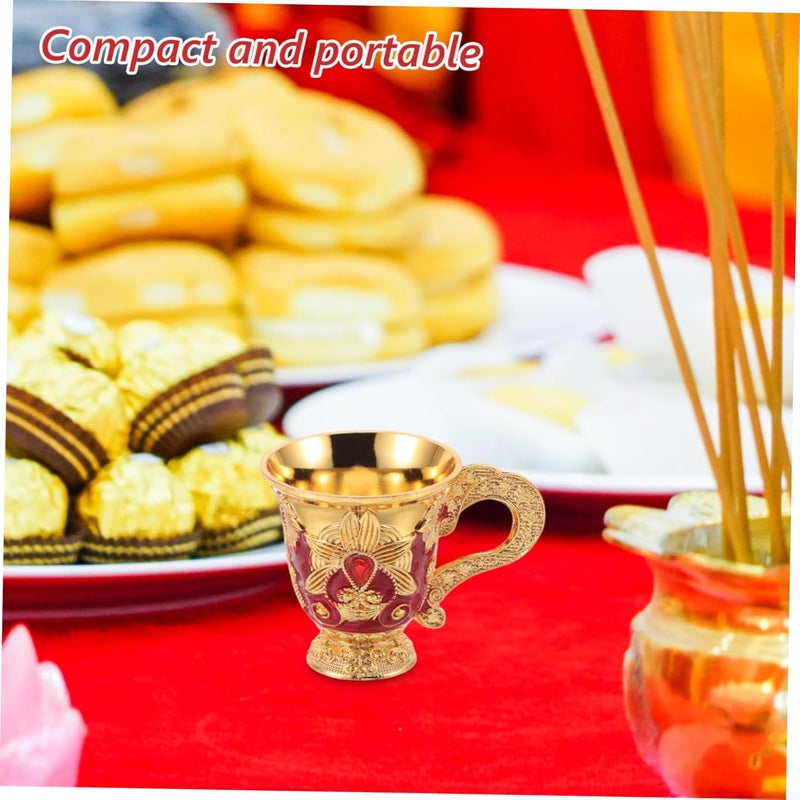 Unomor Gold Drinking Goblet Vintage Zinc Alloy Cup for Halloween Parties Medieval Design Portable and Versatile for Rituals Blessings and Celebrations - Image 4