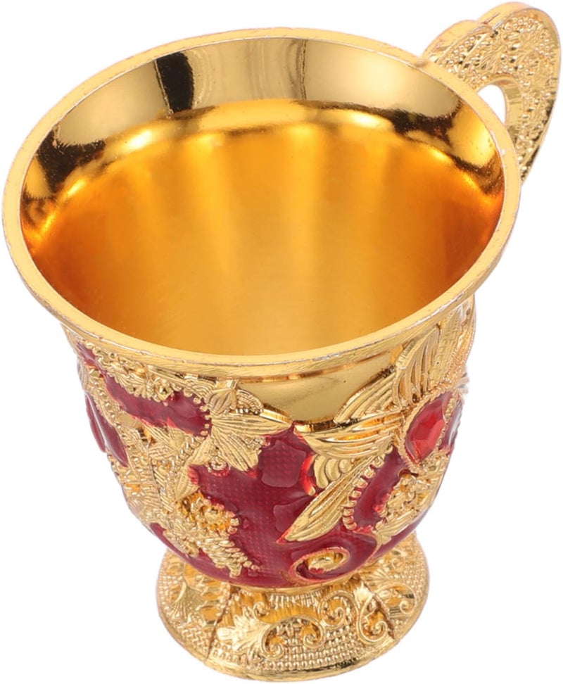 Unomor Gold Drinking Goblet Vintage Zinc Alloy Cup for Halloween Parties Medieval Design Portable and Versatile for Rituals Blessings and Celebrations - Image 1