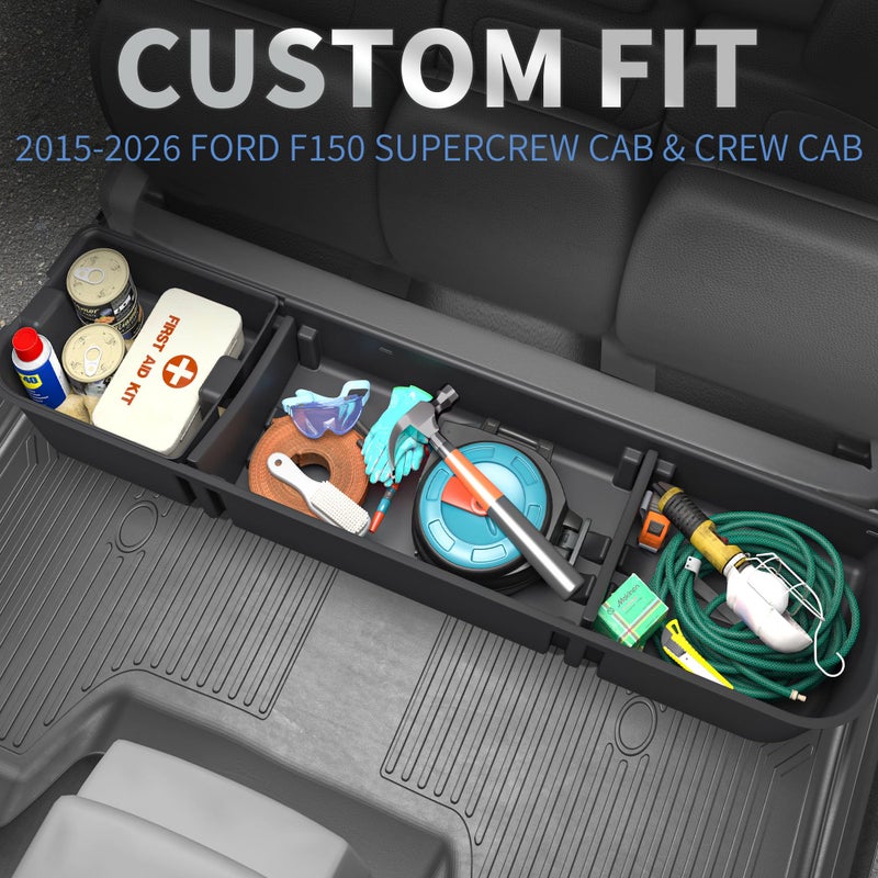 oEdRo Underseat Storage for Ford F150(2015-2026) SuperCrew/Crew Cab & F-250/350/450/550(2017-2026) Super Duty, Upgraded Rear F-150 Under Seat Storage Truck Organizer Tool Box - Image 4