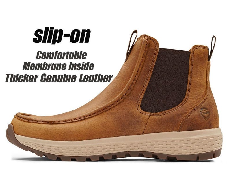 SUREWAY Men's Chelsea Boots,Fashion and Comfort Driving Shoes,Leather Moc Toe Outdoor Work Boots,Slip-Resistant Outsole,EH-Rated,All-Weather Rugged Slip-On Work/Casual/Dress Boots Shoes for Men - Image 2