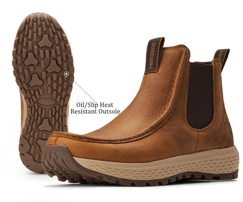 SUREWAY Men's Chelsea Boots,Fashion and Comfort Driving Shoes,Leather Moc Toe Outdoor Work Boots,Slip-Resistant Outsole,EH-Rated,All-Weather Rugged Slip-On Work/Casual/Dress Boots Shoes for Men - Image 4