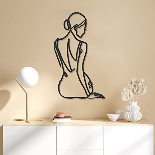Photect 3 Pcs Metal Wall Art Decor Minimalist Abstract Woman Wall Art Metal Modern Line Drawing Decor Female Single Line Home Hanging for Bedroom Bathroom Living Room Christmas Housewarming(Retro) - Image 4