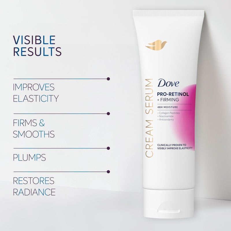 Dove Cream Serum Pro-Retinol + Firming for Elasticity and Firmness, with Collagen Peptides, Niacinamide and Antioxidants Lotion, 8 oz - Image 4